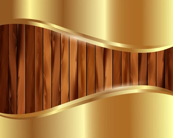 Marco metálico de oro sobre fondo de madera 20 — Vector de stock