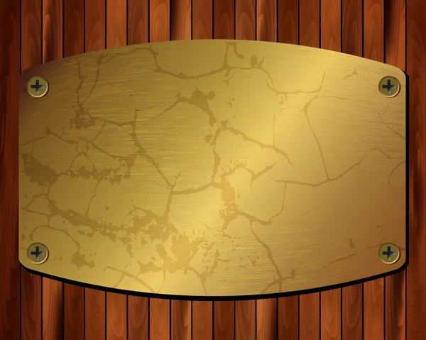 Металлическая золотая рама на деревянном фоне 21 — стоковый вектор