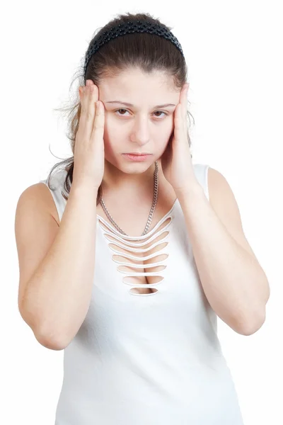 Huvudvärk Kvinnan — Stockfoto