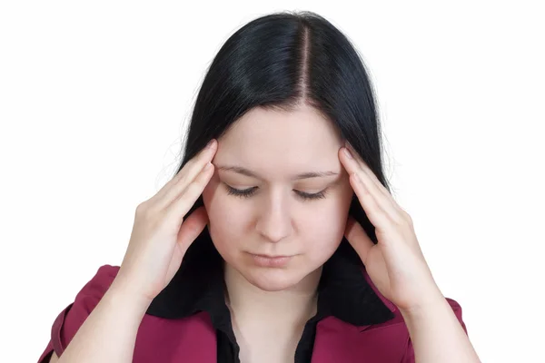 Голова болит женщина — стоковое фото