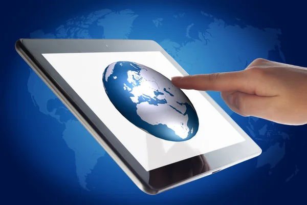 Tablet World Globe — Stock Photo, Image
