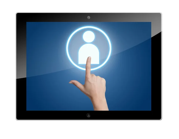 Tablet social media icon — Stock Photo, Image