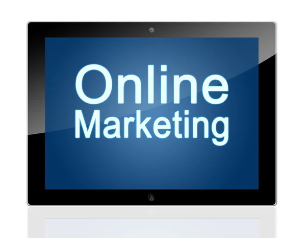 Tablet online marketing — Stockfoto