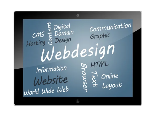 Δισκίο webdesign έννοια — Φωτογραφία Αρχείου