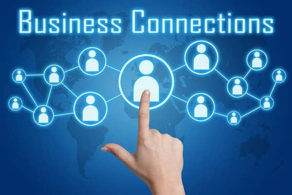 Pressionando ícone de conexões de negócios — Fotografia de Stock