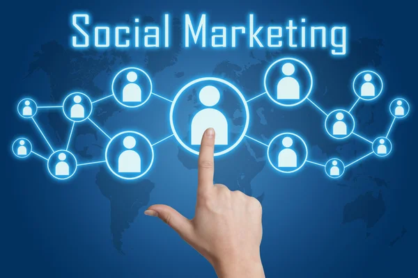 Pressionando ícone de marketing social — Fotografia de Stock