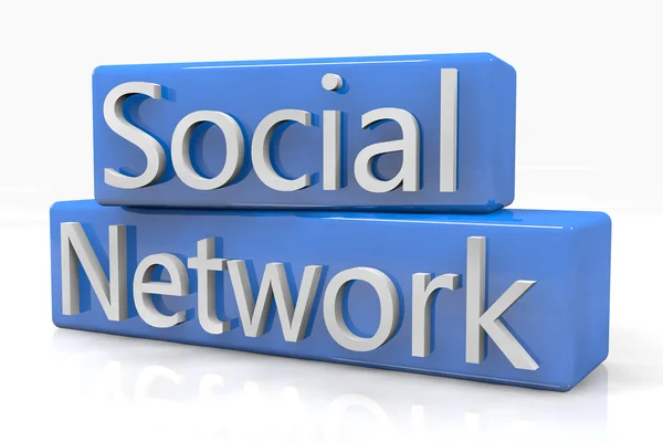青いボックスの社会的ネットワーク — ストック写真