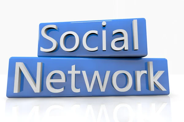 Blue Box Social Network — Stock Photo, Image