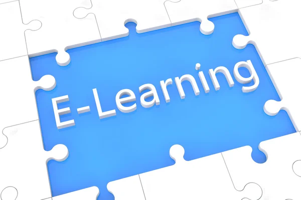 E-Learning koncepció puzzle — Stock Fotó