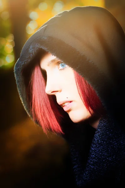 Beautiful redhead woman with blue eyes — Stock Photo, Image