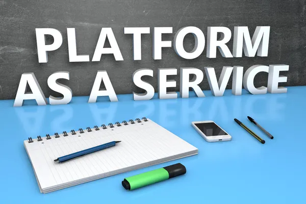 Paas Platform Service Concetto Testo Con Lavagna Notebook Penne Telefono — Foto Stock