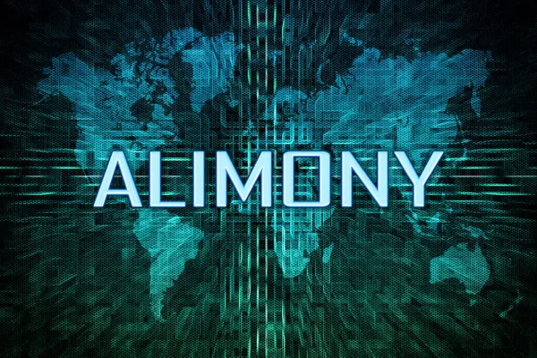 Alimony Text Concept Green Digital World Map Background — Stock Photo, Image
