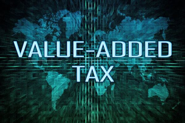 Vat Value Added Tax Text Concept Green Digital World Map — ストック写真