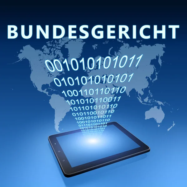 Bundesgericht Немецкое Слово Верховного Суда Текстовая Концепция Планшетным Компьютером Синем — стоковое фото