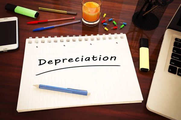 Depreciation Handwritten Text Notebook Desk Render Illustration — Stock Photo, Image