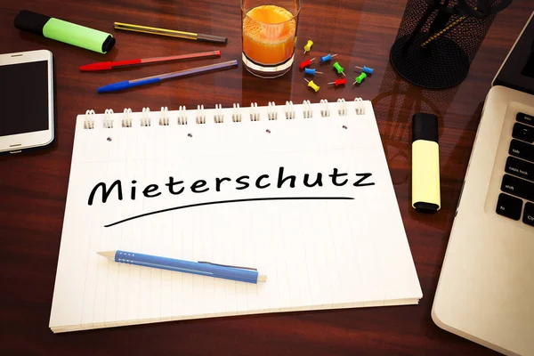 Mieterschutz Palavra Alemã Proteção Inquilinos Texto Escrito Mão Caderno Uma — Fotografia de Stock