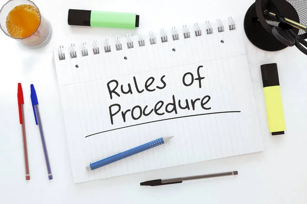 Rules Procedure Handwritten Text Notebook Desk Render Illustration — Stock Photo, Image
