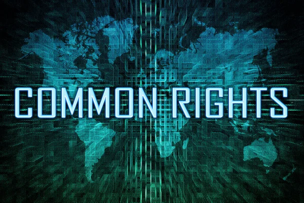 Common Rights Text Concept Green Digital World Map Background — Stock Photo, Image