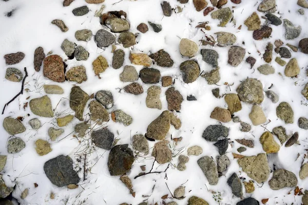 Inverno Geada Costa Rochosa Estava Repleta Neve Textura Contexto — Fotografia de Stock