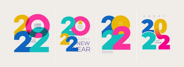 2022 Boldog Évet Állítsa Kreatív Koncepció Design Sablon Színes Logó — Stock Fotó
