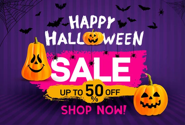 Halloween Sale Konceptet Banderoller 2021 Flyer Med Halloween Pumpor Spöke — Stockfoto