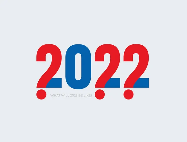 What will 2022 be like. A question mark about the upcoming new year. Many questions in 2022. Design poster for social networks, websites, banner. Vector illustration. Isolated on white background.