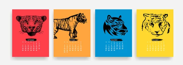 Calendario 2022 Calendario 2022 Año Del Tigre Septiembre Octubre Noviembre — Foto de Stock