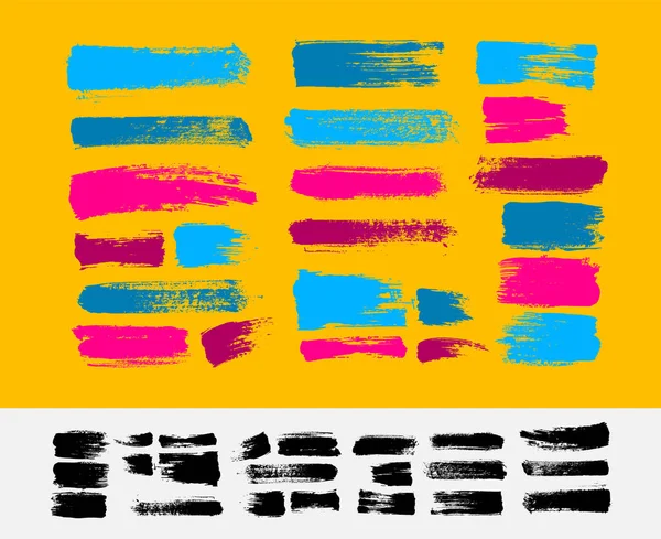 Pinceladas Muy Detalladas Conjunto Diseño Grunge Rectángulo Cuadros Texto Banderas —  Fotos de Stock