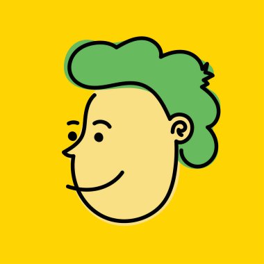 Sürekli tek bir çizgi çiziyor. Düz çocuk minimalist tasarım çizimi. Vektör çocuklar, çizgi film tarzı sarı arka planda izole edilmiş..