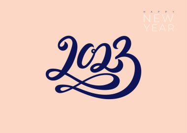 El çizimi numarası 2023. Kart, kartpostal, takvim, terfi, satış tasarım şablonu için 2023 logosu. Mutlu yeni yıl sembolleri. Beyaz arkaplanda izole edilmiş vektör ögeleri.