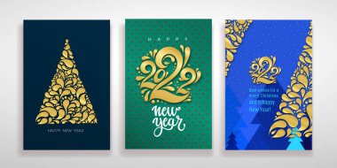 Mutlu Noeller ve mutlu yıllar tebrik kartı, tatil kapağı. Xmas Modern, beyaz arka planda modern sanat tarzında güzel sözleşmeleri var. Noel ağacı, sınır çerçevesi, dekorasyon elementleri.
