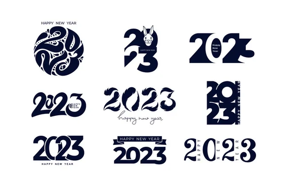 Creatieve Grote Set Van 2023 Happy New Year Logo Design — Stockvector