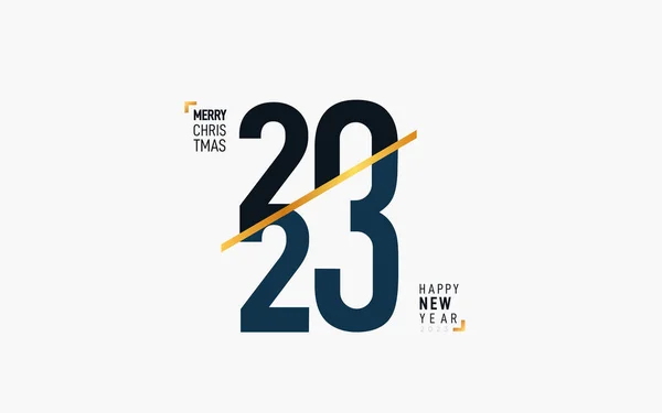 标志设计2023新年快乐 2023年新年趋势文字设计 社交网络 封面和日历的向量模板 白色背景隔离的平面标志2023 — 图库矢量图片