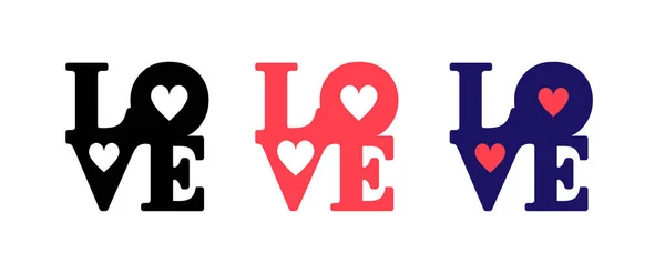 Набір Любові Щаслива Листівка Дня Святого Валентина Серце Центрі Листа — стоковий вектор