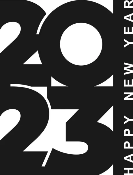 祝您新年快乐 创意概念设计模板 黑色标志2023 用于庆祝和季节装饰 用于品牌 封面的黑白矢量背景 — 图库矢量图片
