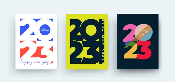 Έννοια Του Ευτυχισμένο Νέο Έτος 2023 Αφίσες Σύνολο Σχεδιαστικών Προτύπων — Διανυσματικό Αρχείο