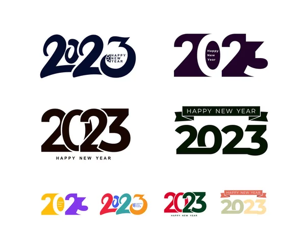 Zestaw Logo Projekt 2023 Szczęśliwego Nowego Roku Szablon Projektowania Numerów — Wektor stockowy