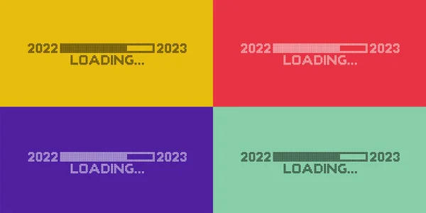 2022 Den 2023 Kadar Pixelated Ilerleme Çubuğu Koleksiyonu Mutlu Yıllar — Stok Vektör