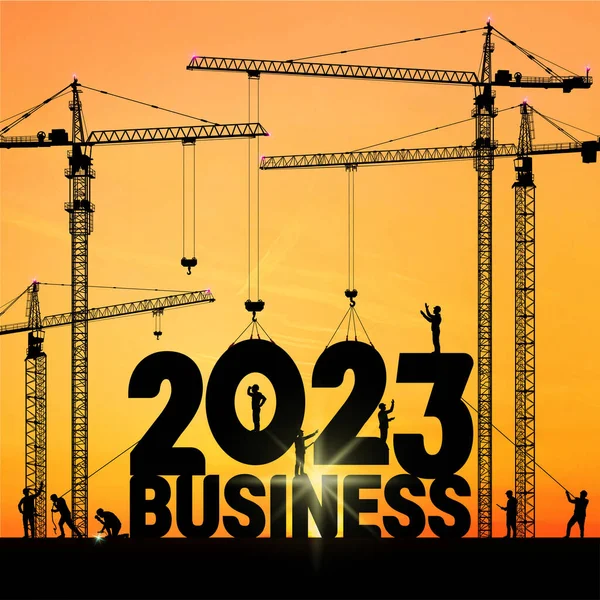 Üzleti 2023 Ban Vektor Illusztráció Üzleti Pénzügyi Háttér Nagy Építési — Stock Vector