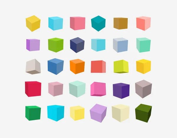Conjunto Cubos Colores Gran Colección Iconos Cubo Colores Con Una — Archivo Imágenes Vectoriales