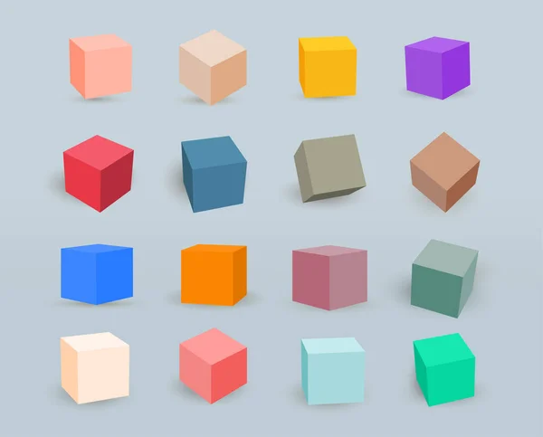 Ensemble Cubes Colorés Collection Icônes Cube Coloré Avec Une Perspective — Image vectorielle