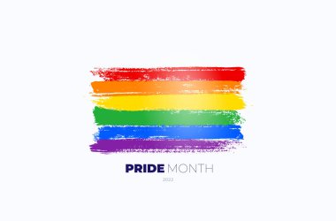 Gökkuşağı gururu LGBT marka fırça darbesi boya stili. Lezbiyen, gey, biseksüel ve transseksüel hakları. Gurur ayı. Gurur dolu bir Haziran desteğinin sembolü. Beyaz arkaplanda izole.