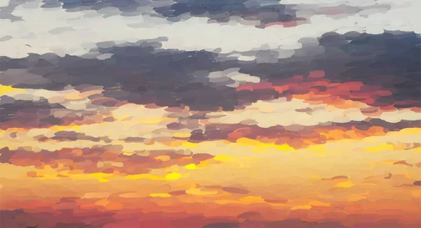 Αφηρημένη Ελαιογραφία Βραδινό Ουρανό Μπεζ Και Φωτεινά Χρώματα Χρωματιστά Σύννεφα — Διανυσματικό Αρχείο