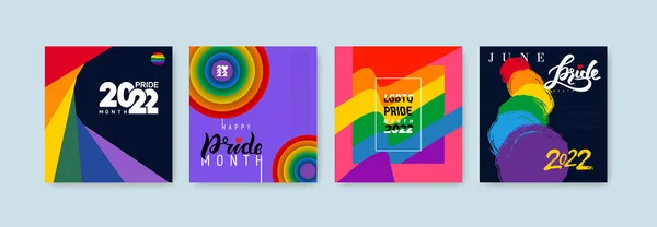 Creative Concept Set Lgbtq 2022 Rainbow Flag Freedom Family Gay — стоковый вектор
