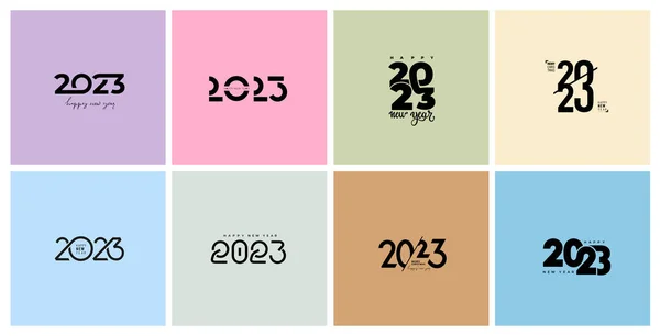 Colección 2023 Feliz Año Nuevo Logo Diseño Texto Oncept 2023 — Archivo Imágenes Vectoriales