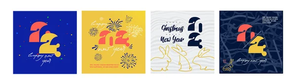 Σύνολο 2023 Πολύχρωμο Ευτυχισμένο Νέο Έτος Αφίσες Σχεδιασμό Λογότυπο Τυπογραφία — Διανυσματικό Αρχείο