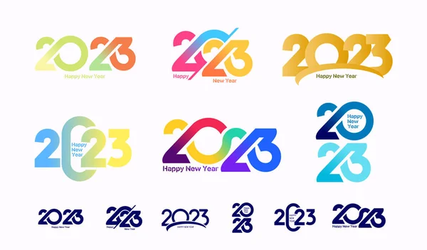Σετ Λογότυπου 2023 Καλή Χρονιά Διάνυσμα Χρωματισμένο 2023 Πρότυπο Σχεδιασμού — Διανυσματικό Αρχείο