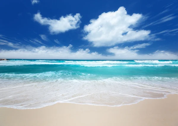 Strand auf der Insel La Digue auf den Seychellen — Stockfoto