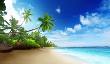 günbatımı zamanı Beach'te mahe Adası Seyşel Adaları '