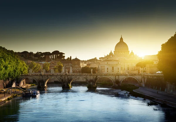 View on Tiber and St Peter Basilica in Vatican Stock Photo